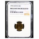 Brilliant uncirculated 1995 Kenya 50c piece