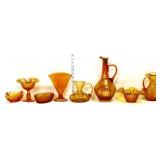 Estate lot of amber glassware items