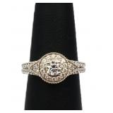 Sterling white topaz round cut ring, lab created