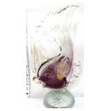 Art glass clear & amethyst 9in fish figure