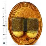 Vntg oval metal wall hanging match holder