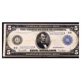 1913 $5 Federal Reserve note