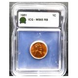 Graded MS65 1951 Lincoln wheat penny