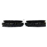 Pair vntg black vase stands