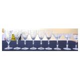 Estate lot of 9 clear glass stemware