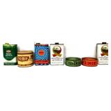 Estate lot of vntg tins and cans some full NO SHIP