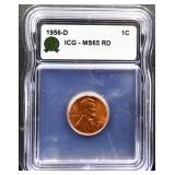 Graded MS65 1956D Lincoln wheat penny