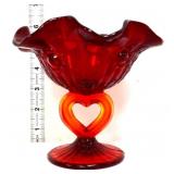 Fenton amberina heart stem compote