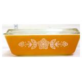 Vntg Pyrex #503 butterfly gold fridge dish w lid