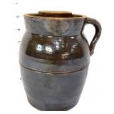 Vntg Alabama brown stone churn w/ handle