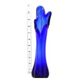 Vntg 11in cobalt 5 finger top swung vase
