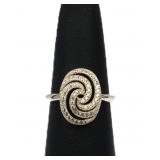 Sterling white sapphire oval pave ring, lab made