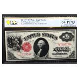 Graded 64PPQ 1917 horse blanket $1 note