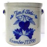 10in stone cobalt decorated wedding crock
