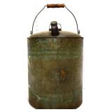 Vintage bale handle metal oil can with spout