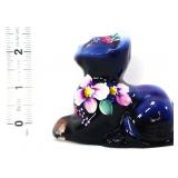 Fenton plum hand painted sitting cat figure