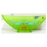 Fenton key lime friendly bird hand painted vase