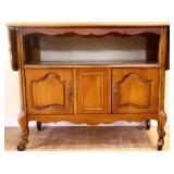 Vntg French drop leaf rolling server