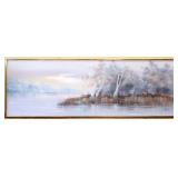 Framed 72x24 landscape scene oil on canvas NO SHIP