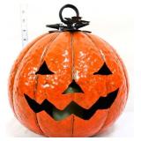 Orange metal battery op 11in jack o lantern