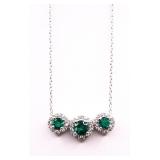 Emerald 3 stone necklace, lab created