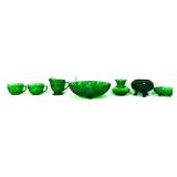 Lot of emerald green glassware items