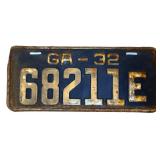 1932 Georgia license plate