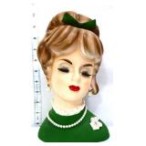 Vntg Napco 10in lady head vase