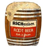 Vtg metal 21x26.5 Richardson Root Beer barrel sign