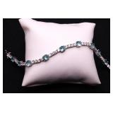 Blue & white topaz bracelet, lab created