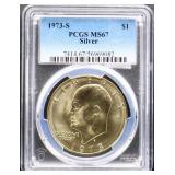 Graded MS67 1973S Eisenhower silver dollar