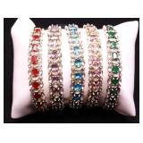Lot of 5 gemstone bangle bracelets, lab created