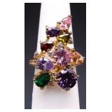 Unique multi gemstone ring, lab created