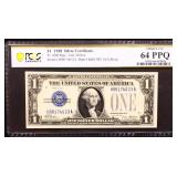 Graded 64PPQ 1928 $1 silver certificate