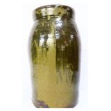 Vntg Galena glazed crock churn