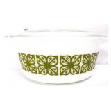 Vntg Pyrex #476 verde square flower dish w/ lid