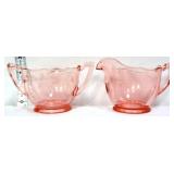 Vntg pink depression sugar & creamer set