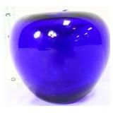 Cobalt glass apple paperweight