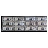 Lot of 12 blue seal $1 silver certificates
