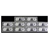 Lot of 10 blue seal $1 silver certificates