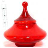 Vntg red empoli jar w/ lid