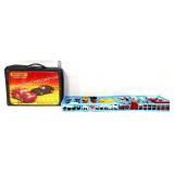 Lot of mini race cars in black carrying case