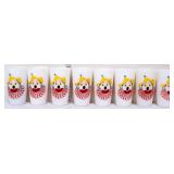 Lot of 8 vntg circus clown drinking glasses