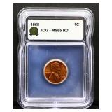 Graded MS65 1958 Lincoln wheat penny