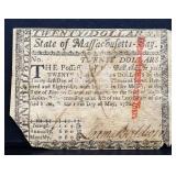 1780 Massachusetts $20 colonial note