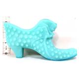 Fenton blue opalescent hobnail cat head shoe