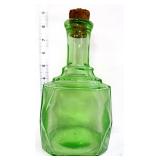 Vntg green depression square decanter, glows