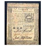 1773 15 shillings colonial note