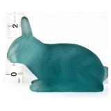 Mosser aqua blue satin glass rabbit figure