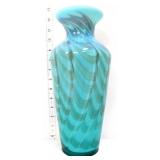 Fenton Frank Workman blue 12in vase, #1 in series